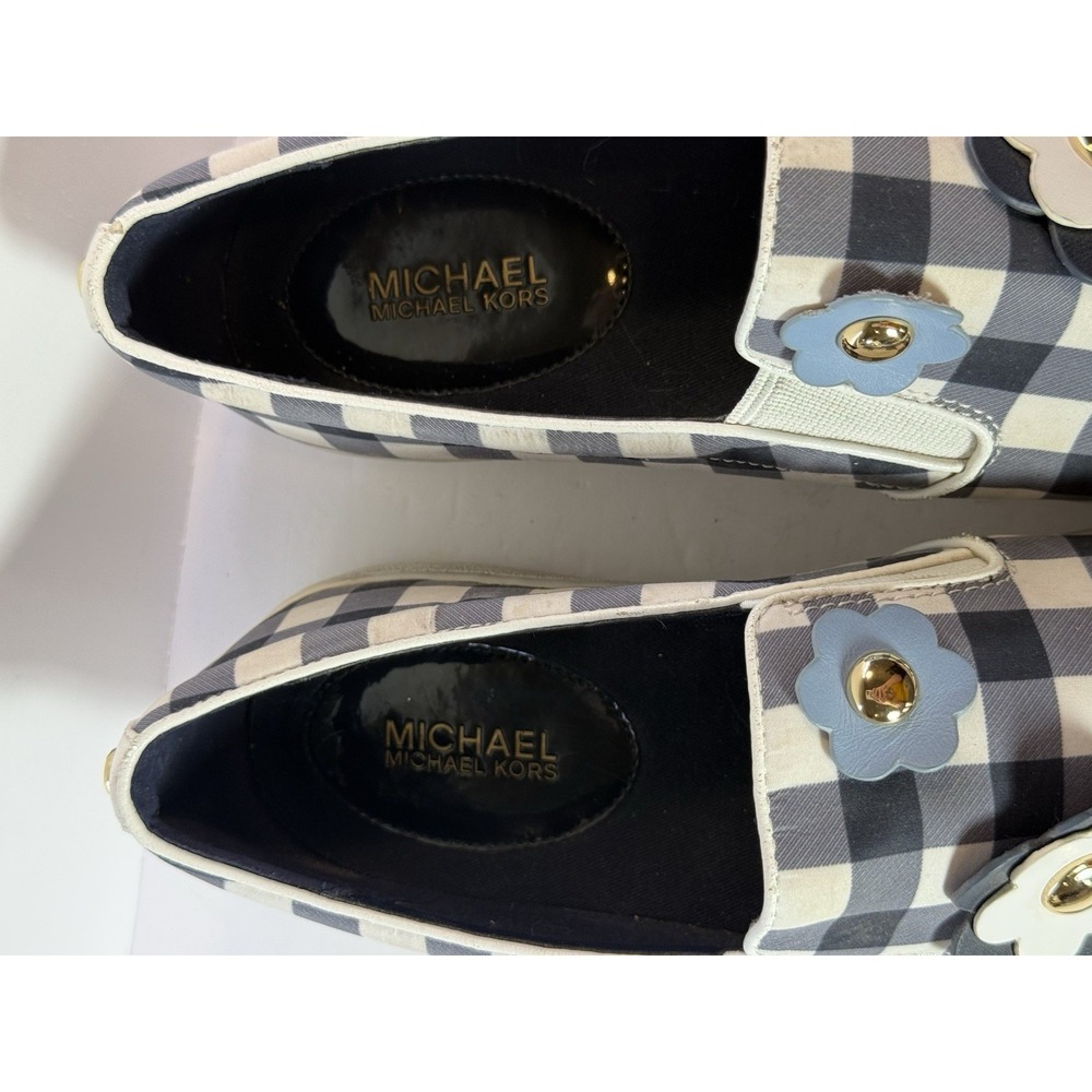 Michael Kors Keaton 3D Floral Gingham Slip On Sneakers Size 10 Blue Cottagecore - Picture 4 of 9